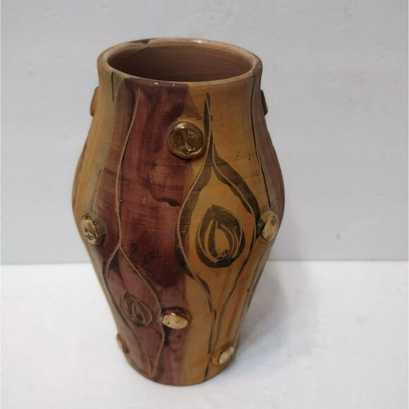 Vintage Toscany Ceramic Pottery Vase Tree Bark Wood Texture Mid Century Handmade - Picture 1 of 9